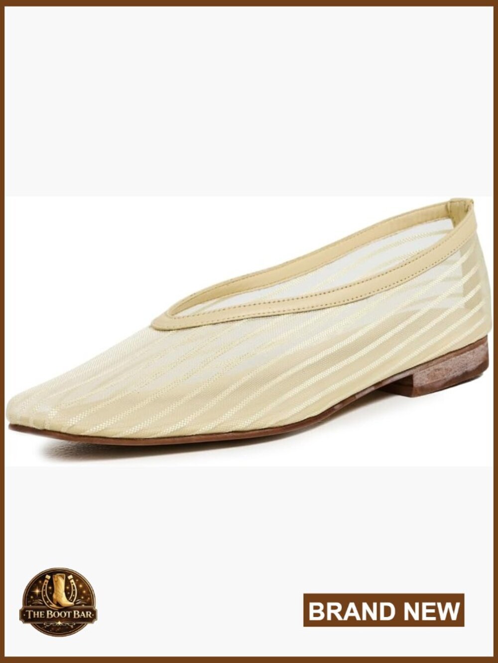 Ballet Flats with Stripe Pattern and Leather Trim